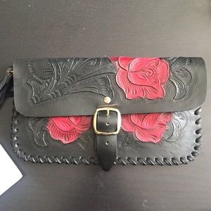 NWT Debbie Rott Handmade Leather Rose Purse